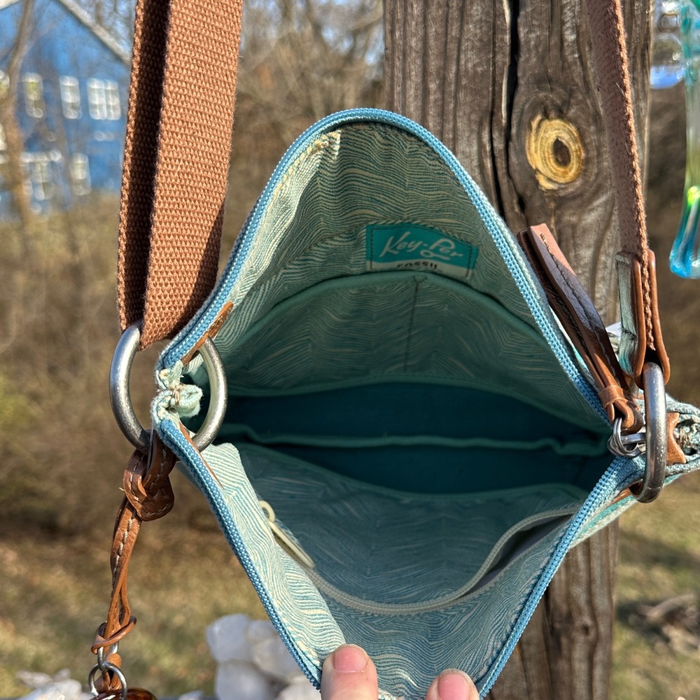 Fossil Teal Boho Kee-per Crossbody Bag. Vintage. Has KEY HANG TAG! Rare - Picture 5 of 7